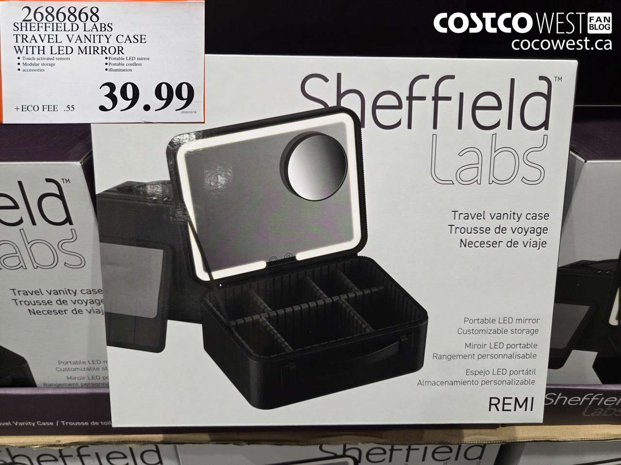 2686868 SHEFFIELD LABS TRAVEL VANITY CASE WITH LED MIRROR $39.99