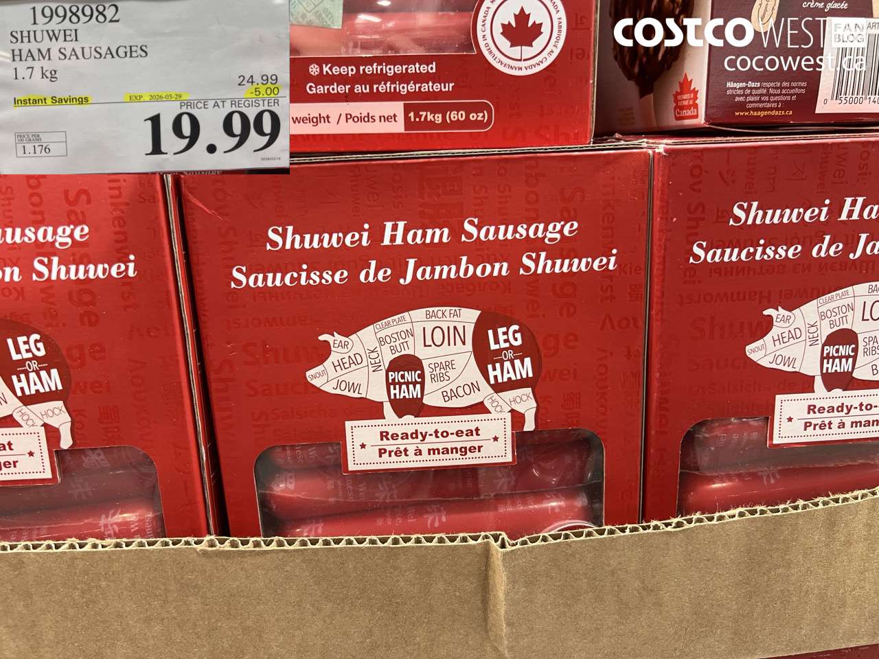 1998982 SHUWEI HAM SAUSAGES 1.7 KG ($5.00 INSTANT SAVINGS EXPIRES ON 2026-03-29) $19.99