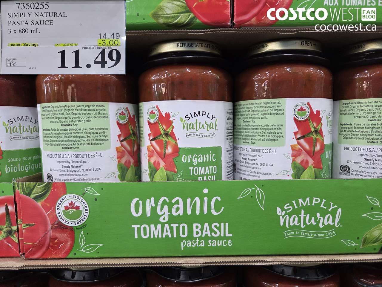 7350255 SIMPLY NATURAL PASTA SAUCE 3 X 880 ML ($3.00 INSTANT SAVINGS EXPIRES ON 2026-03-15) $11.49