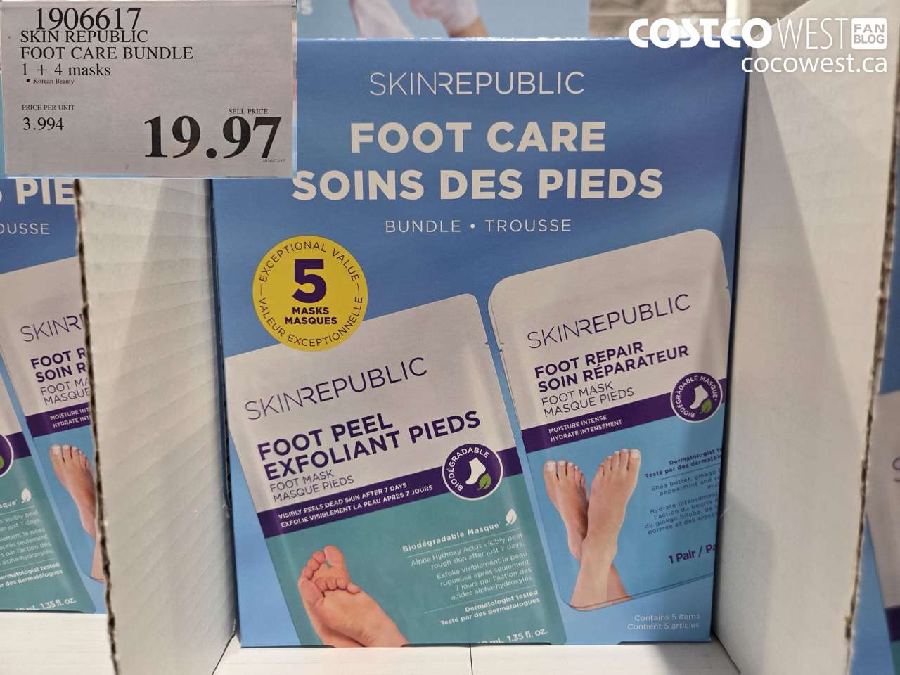 1906617 SKIN REPUBLIC FOOT CARE BUNDLE 1 + 4 MASKS $19.97