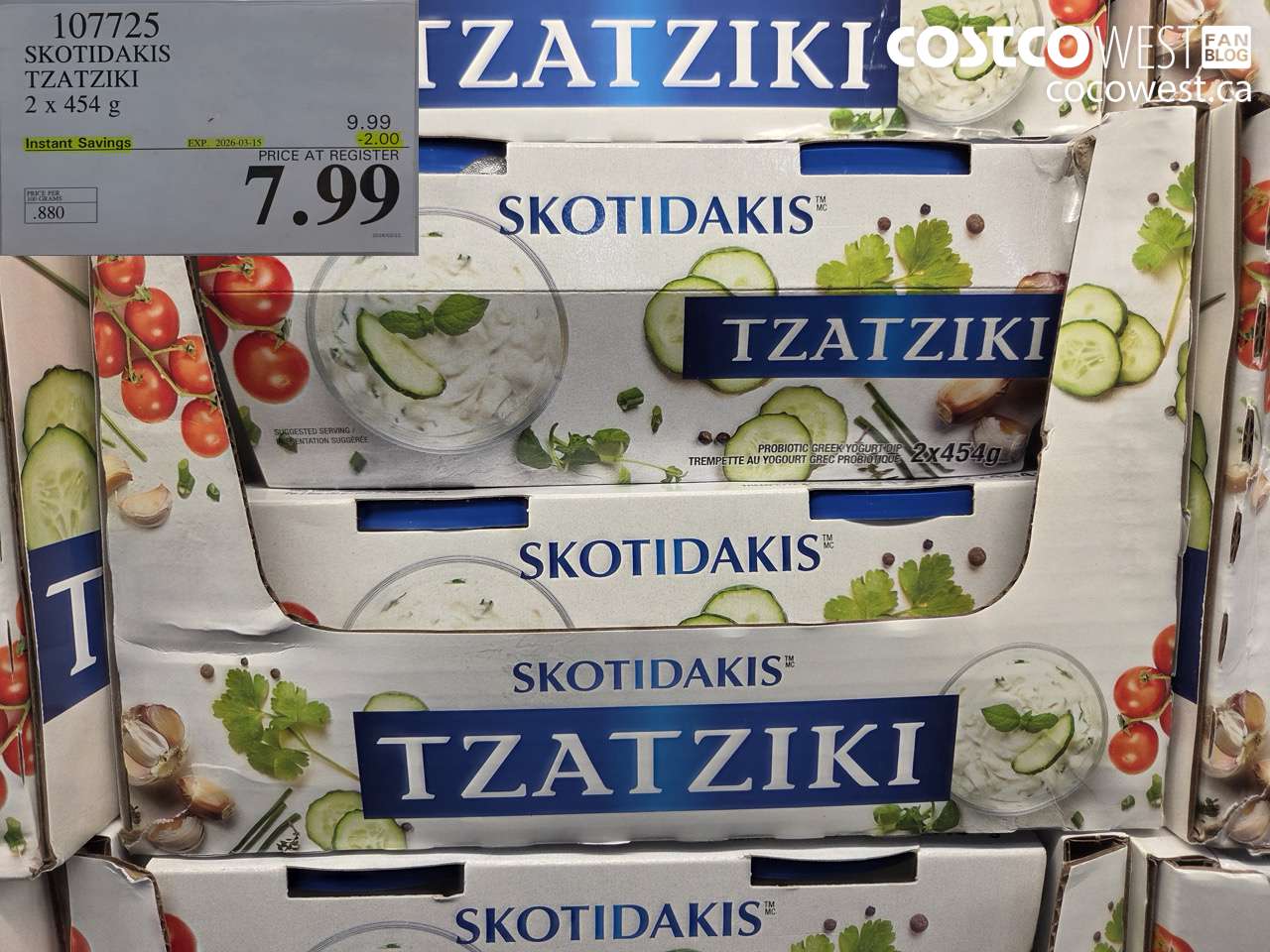 107725 SKOTIDAKIS TZATZIKI 2 X 454G ($2.00 INSTANT SAVINGS EXPIRES ON 2026-03-15) $7.99
