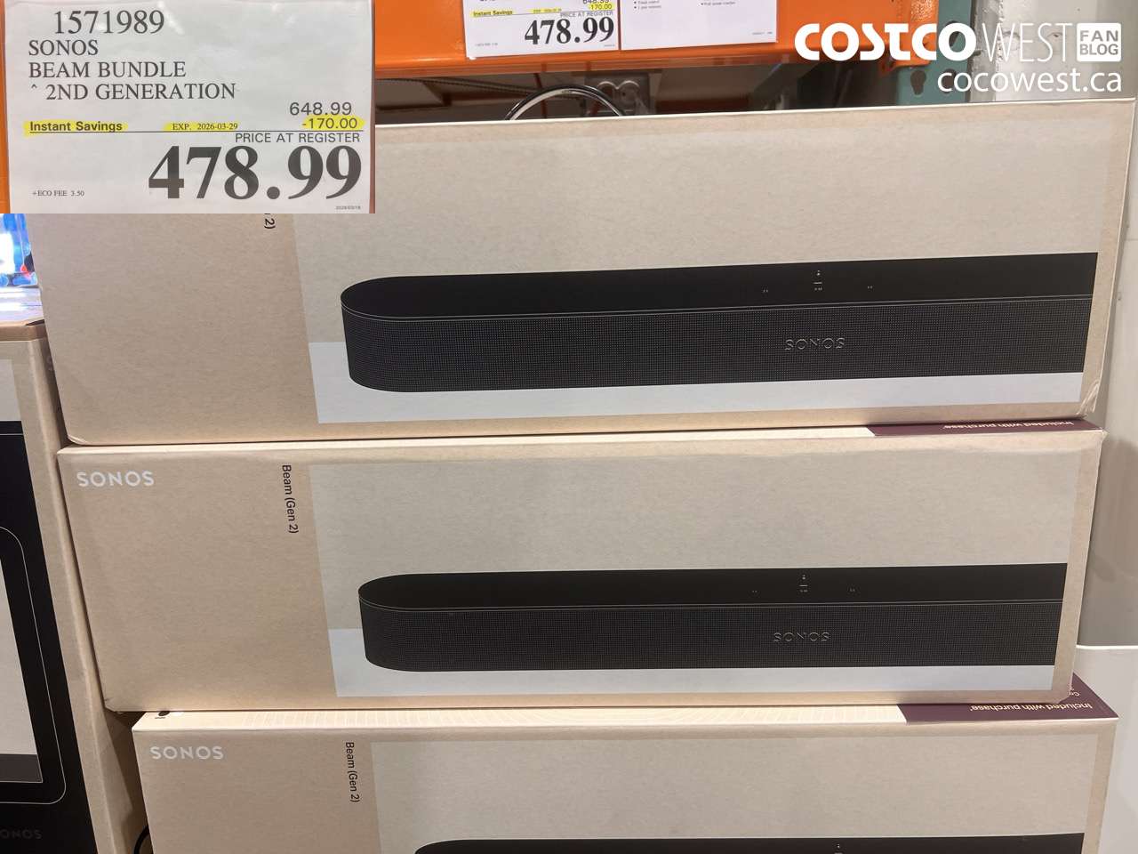 1571989 SONOS BEAM BUNDLE ^ 2ND GENERATION ($170.00 INSTANT SAVINGS EXPIRES ON 2026-03-29) $478.99