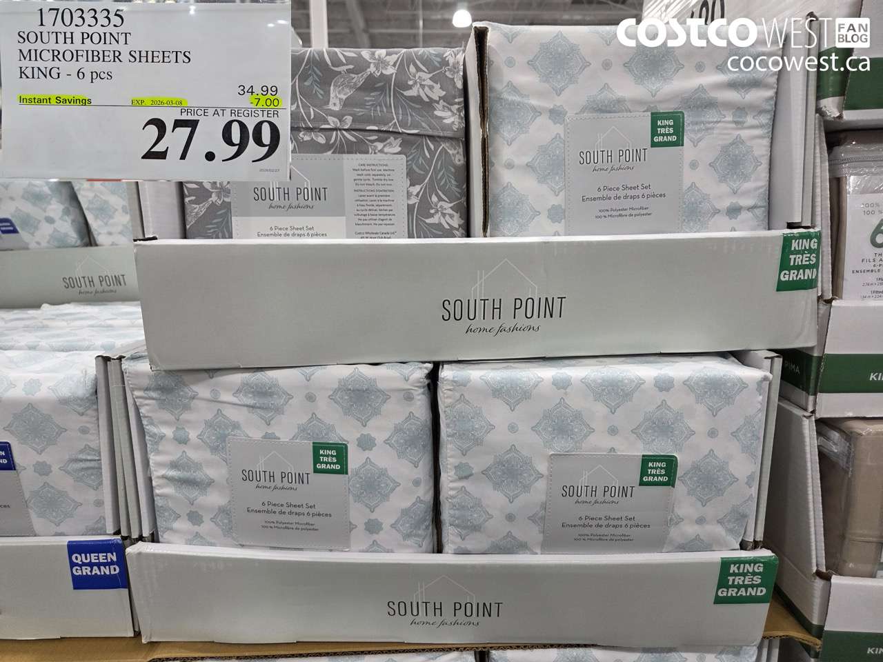 1703335 SOUTH POINT MICROFIBER SHEETS KING - 6 PCS ($7.00 INSTANT SAVINGS EXPIRES ON 2026-03-08) $27.99
