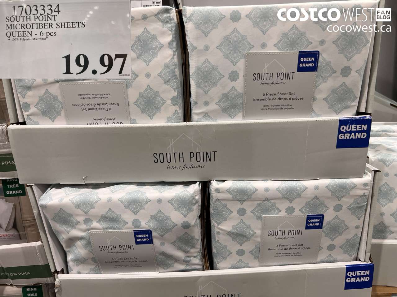 1703334 SOUTH POINT MICROFIBER SHEETS QUEEN - 6 PCS $19.97