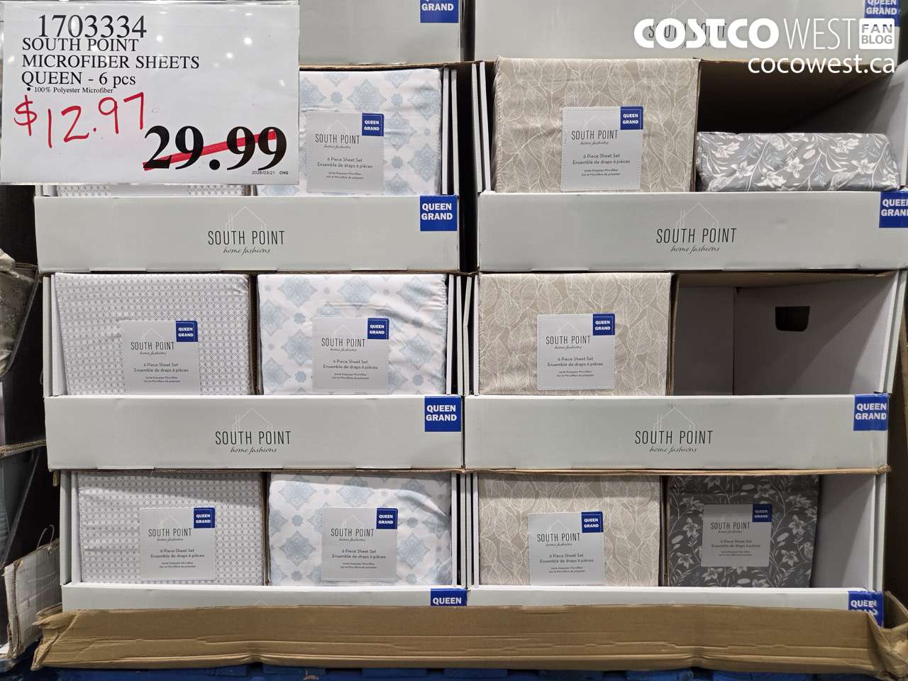 1703334 SOUTH POINT MICROFIBER SHEETS QUEEN - 6 PCS $12.97