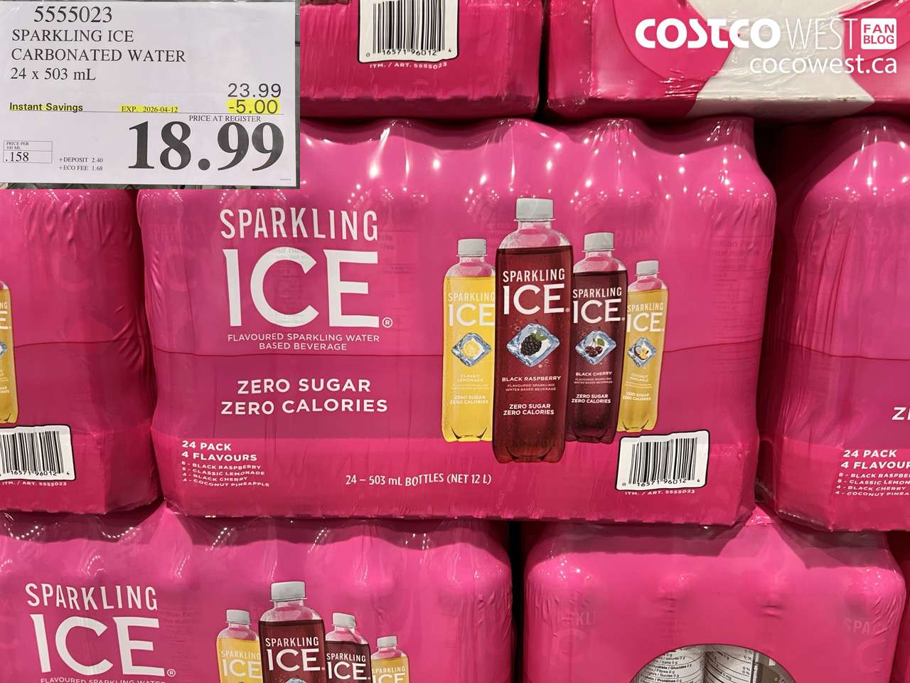 5555023 SPARKLING ICE CARBONATED WATER 24 X 503ML ($5.00 INSTANT SAVINGS EXPIRES ON 2026-04-12) $18.99