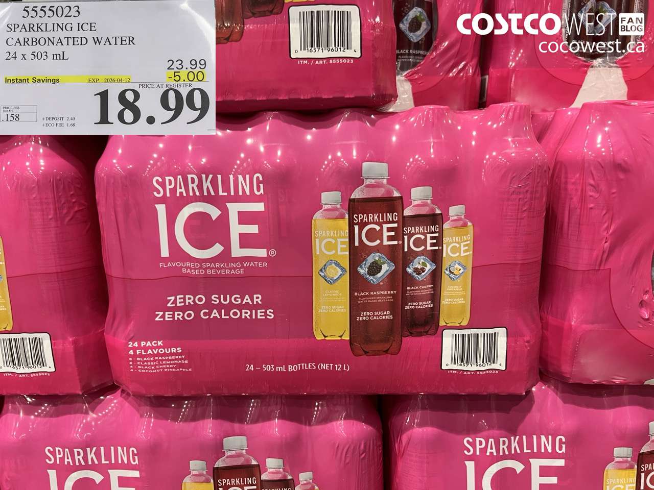 5555023 SPARKLING ICE CARBONATED WATER 24 X 503 ML ($5.00 INSTANT SAVINGS EXPIRES ON 2026-04-12) $18.99