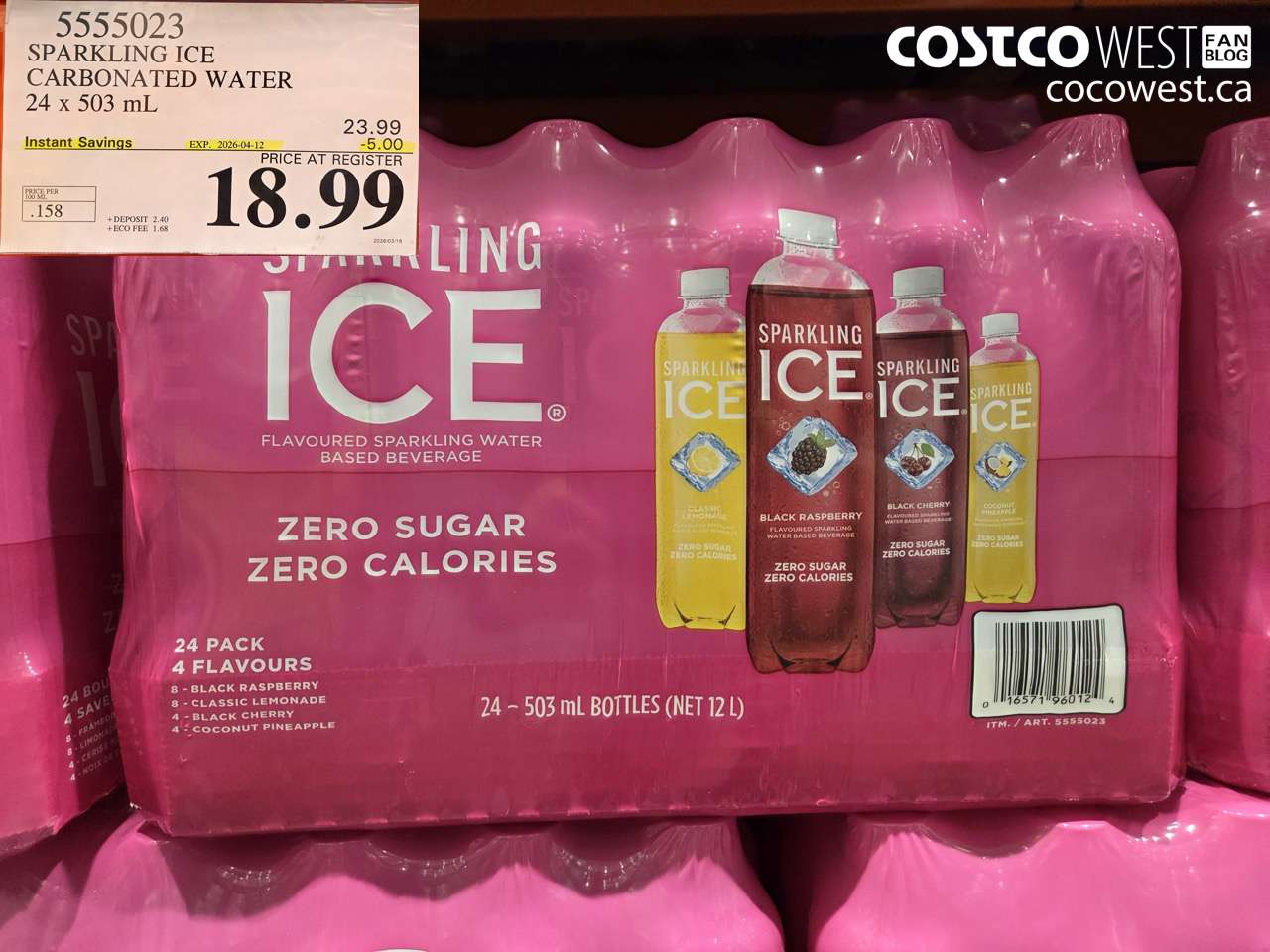 5555023 SPARKLING ICE CARBONATED WATER 24 X 503 ML ($5.00 INSTANT SAVINGS EXPIRES ON 2026-04-12) $18.99