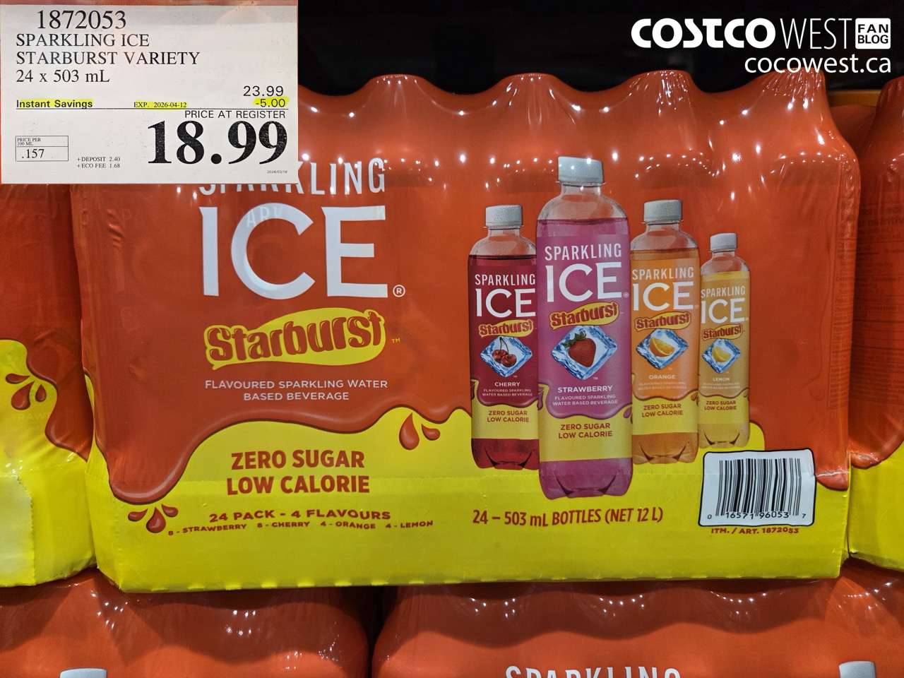 1872053 SPARKLING ICE STARBURST VARIETY 24 X 503 ML ($5.00 INSTANT SAVINGS EXPIRES ON 2026-04-12) $18.99