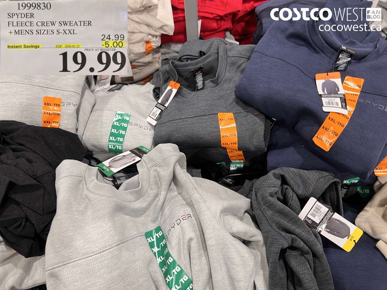 1999830 SPYDER FLEECE CREW SWEATER +MENS SIZES S-XXL ($5.00 INSTANT SAVINGS EXPIRES ON 2026-03-22) $19.99