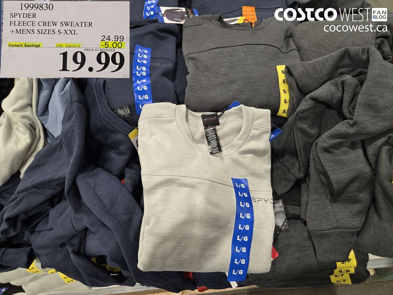 1999830 SPYDER FLEECE CREW SWEATER + MENS SIZES S-XXL ($5.00 INSTANT SAVINGS EXPIRES ON 2026-03-15) $19.99