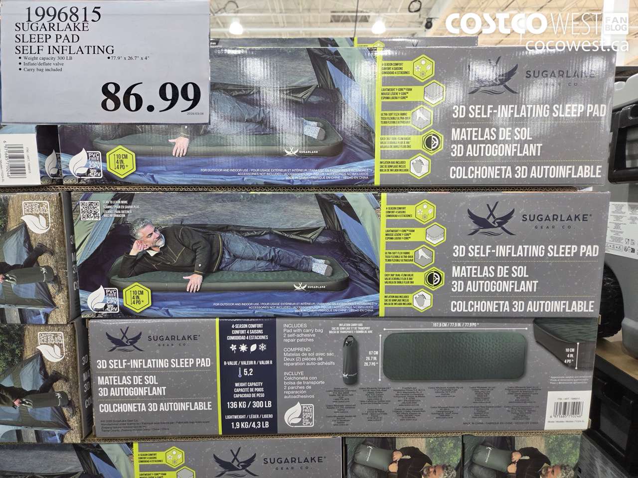 1996815 SUGARLAKE SLEEP PAD SELF INFLATING $86.99