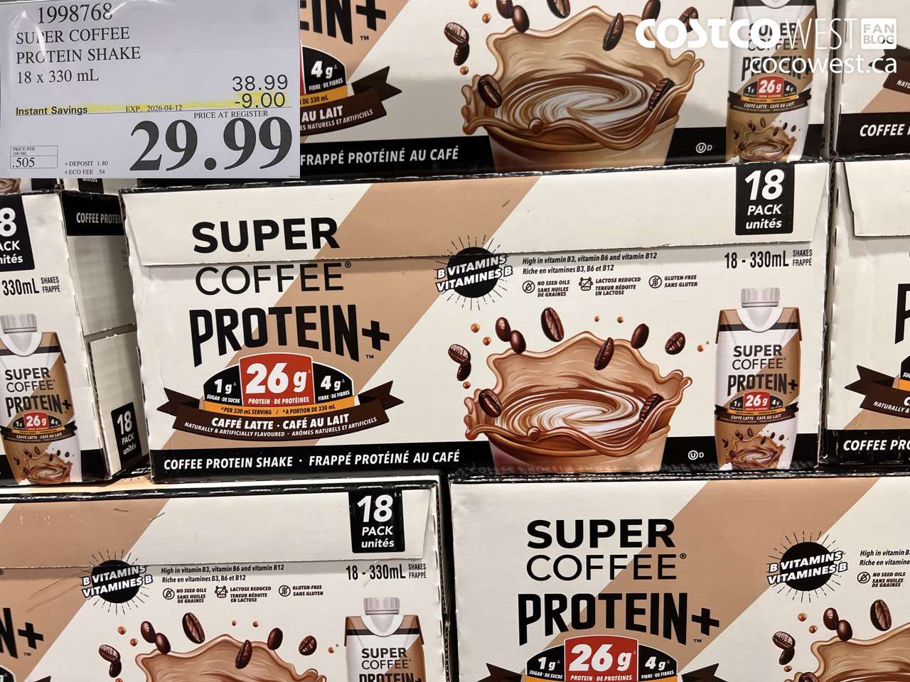 1998768 SUPER COFFEE PROTEIN SHAKE 18 X 330ML ($9.00 INSTANT SAVINGS EXPIRES ON 2026-04-12) $29.99
