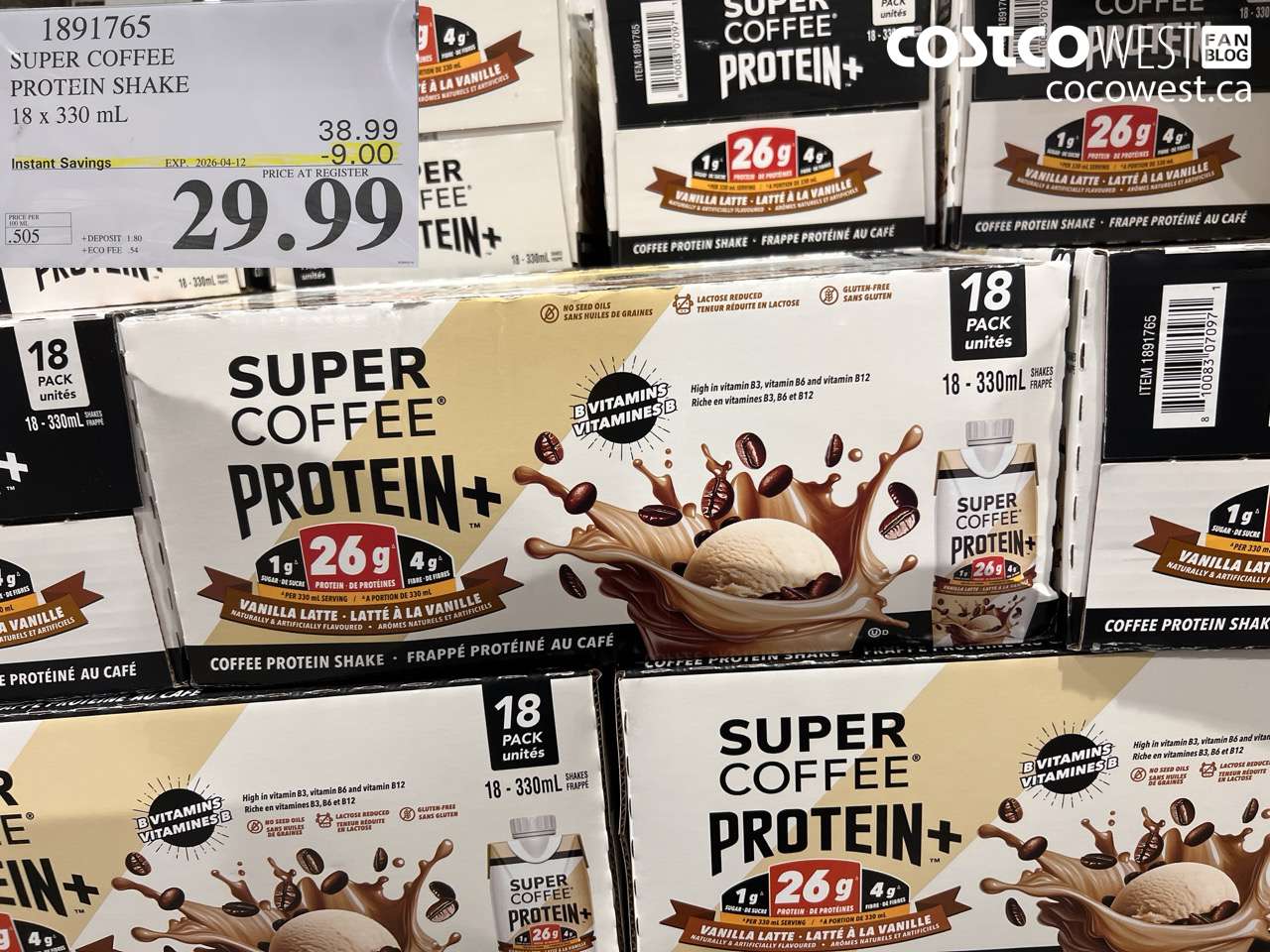 1891765 SUPER COFFEE PROTEIN SHAKE 18 X 330ML ($9.00 INSTANT SAVINGS EXPIRES ON 2026-04-12) $29.99
