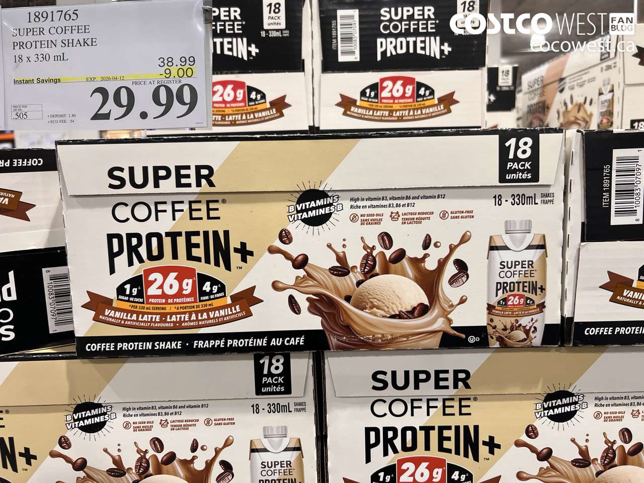 1891765 SUPER COFFEE PROTEIN SHAKE 18 X 330 ML ($9.00 INSTANT SAVINGS EXPIRES ON 2026-04-12) $29.99