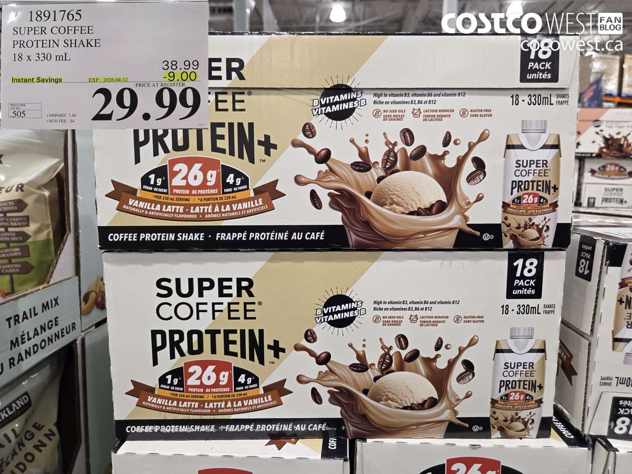 1891765 SUPER COFFEE PROTEIN SHAKE 18 X 330 ML ($9.00 INSTANT SAVINGS EXPIRES ON 2026-04-12) $29.99