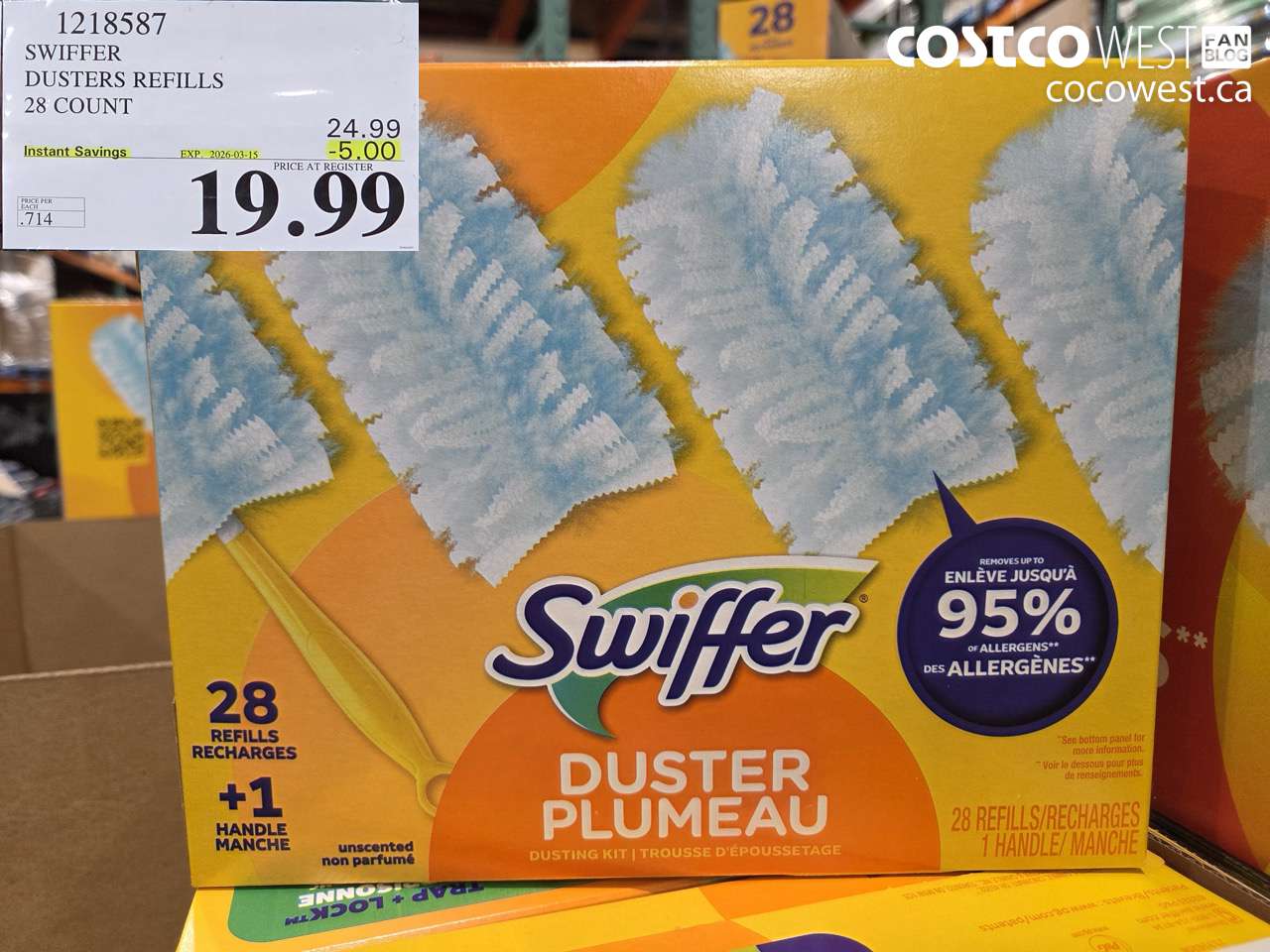 1218587 SWIFFER DUSTERS REFILLS 28 COUNT ($5.00 INSTANT SAVINGS EXPIRES ON 2026-03-15) $19.99