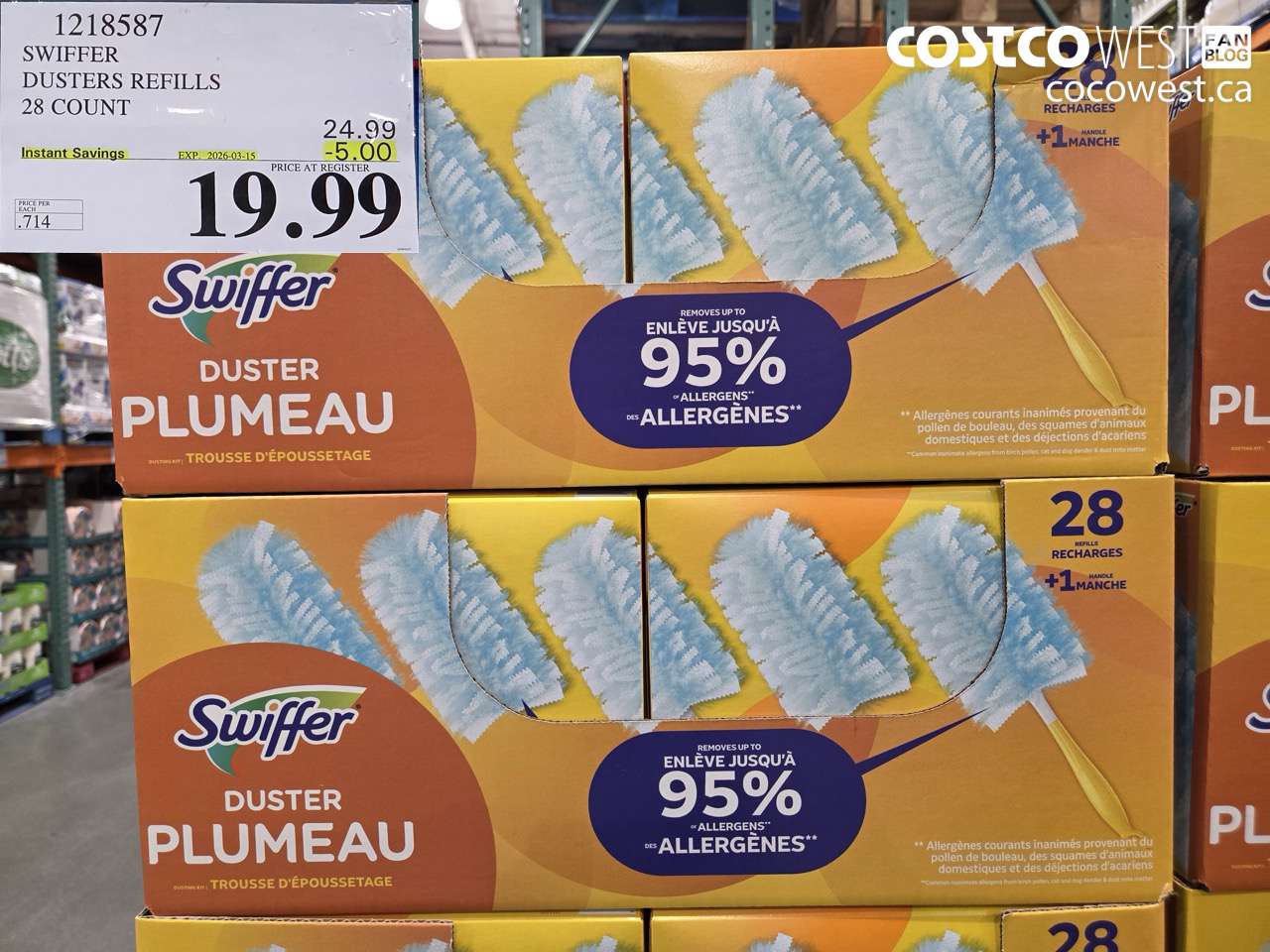 1218587 SWIFFER DUSTERS REFILLS 28 COUNT ($5.00 INSTANT SAVINGS EXPIRES ON 2026-03-15) $19.99