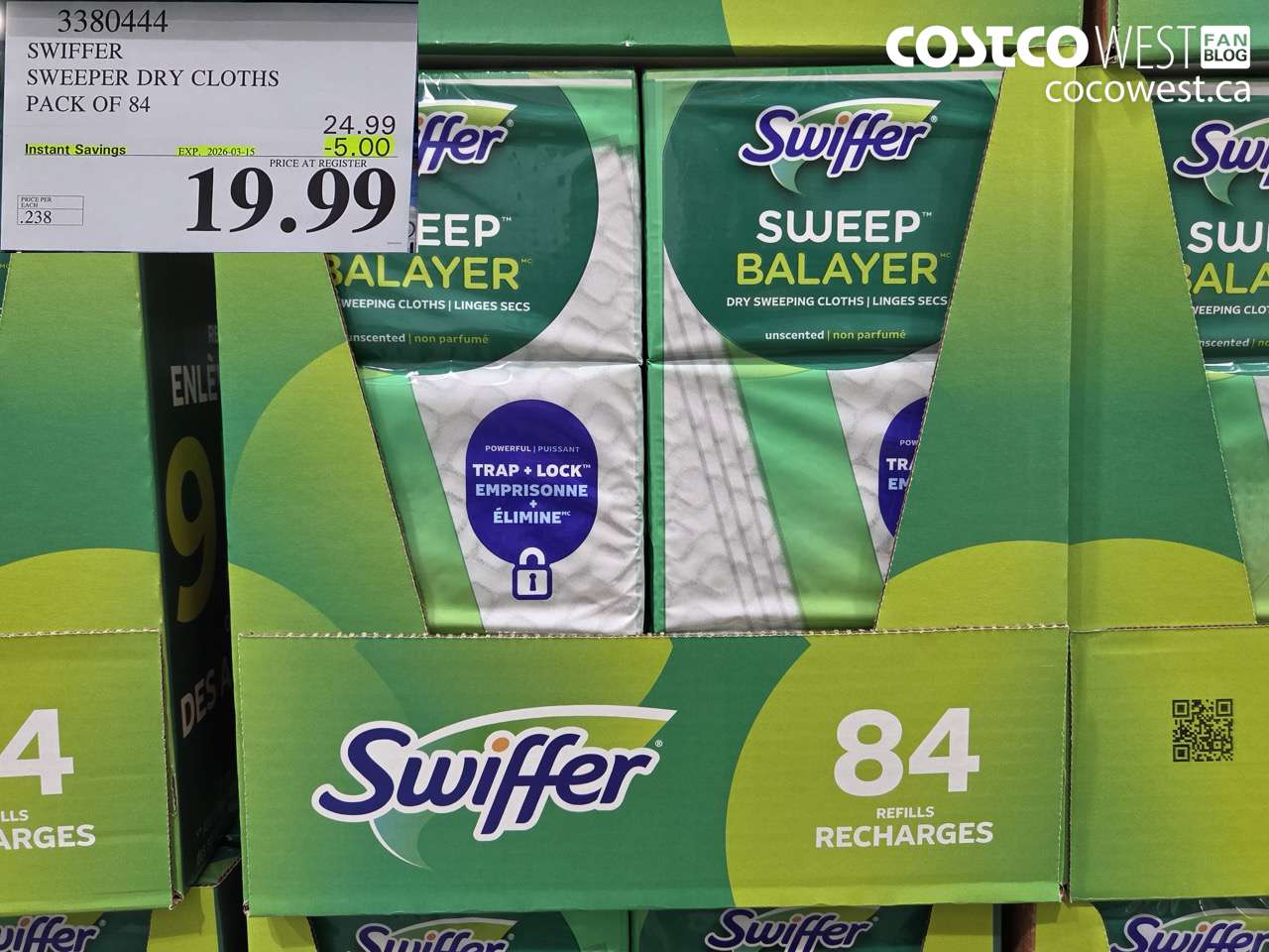 3380444 SWIFFER SWEEPER DRY CLOTHS PACK OF 84 ($5.00 INSTANT SAVINGS EXPIRES ON 2026-03-15) $19.99