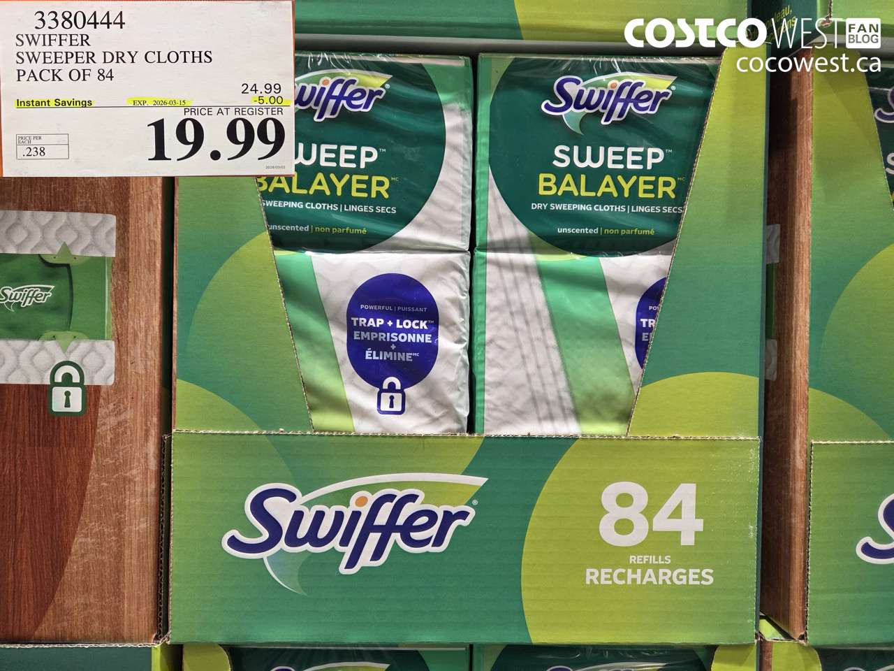3380444 SWIFFER SWEEPER DRY CLOTHS PACK OF 84 ($5.00 INSTANT SAVINGS EXPIRES ON 2026-03-15) $19.99