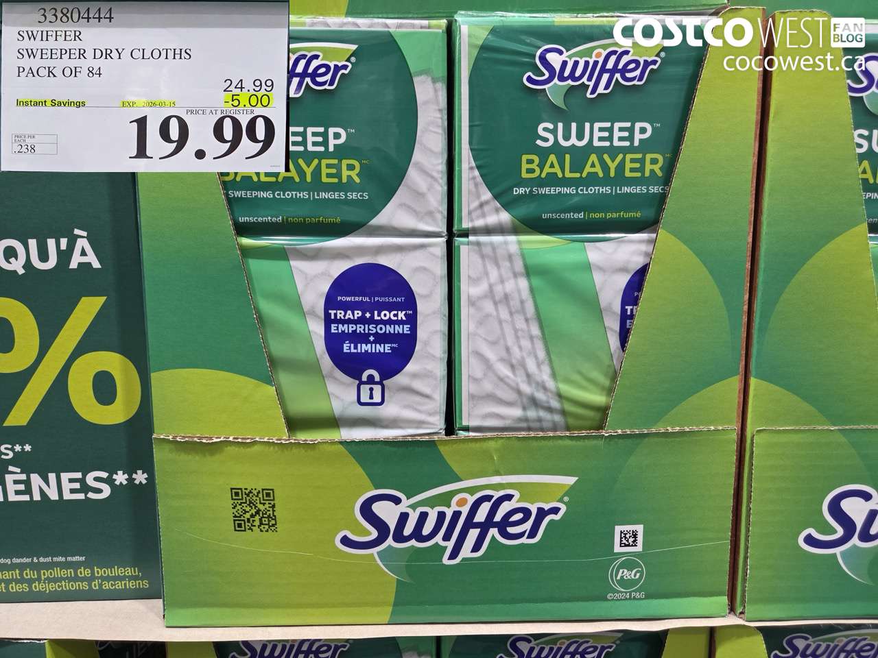 3380444 SWIFFER SWEEPER DRY CLOTHS PACK OF 84 ($5.00 INSTANT SAVINGS EXPIRES ON 2026-03-15) $19.99
