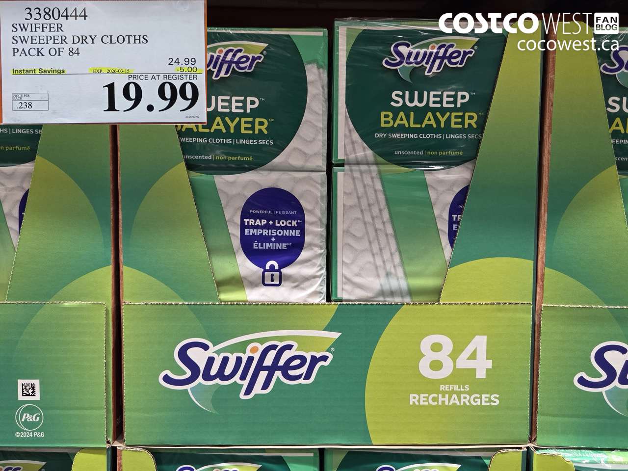 3380444 SWIFFER SWEEPER DRY CLOTHS PACK OF 84 ($5.00 INSTANT SAVINGS EXPIRES ON 2026-03-15) $19.99