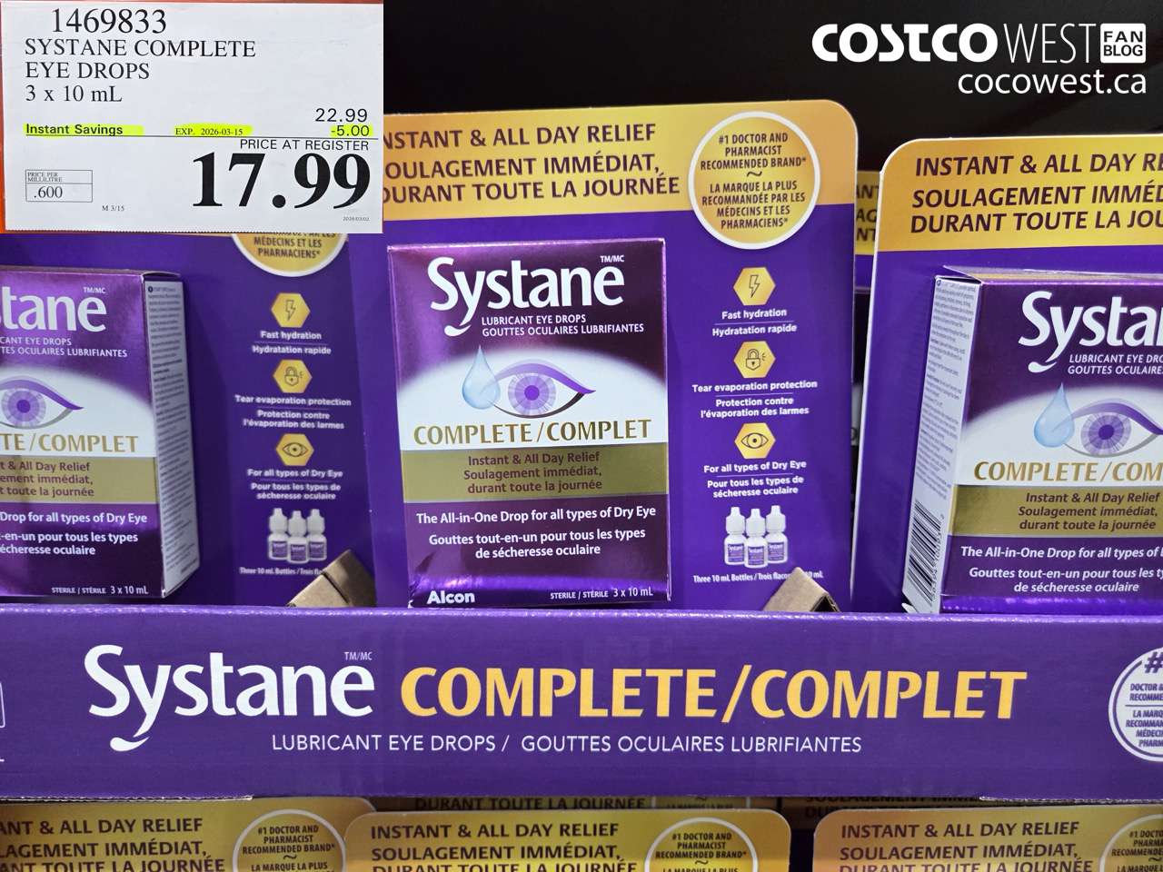 1469833 SYSTANE COMPLETE EYE DROPS 3 X 10 ML ($5.00 INSTANT SAVINGS EXPIRES ON 2026-03-15) $17.99
