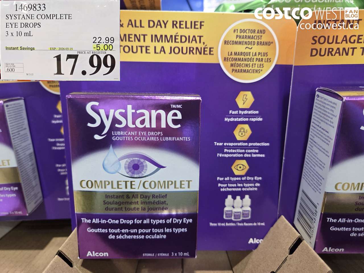 1469833 SYSTANE COMPLETE EYE DROPS 3 X 10 ML ($5.00 INSTANT SAVINGS EXPIRES ON 2026-03-15) $17.99