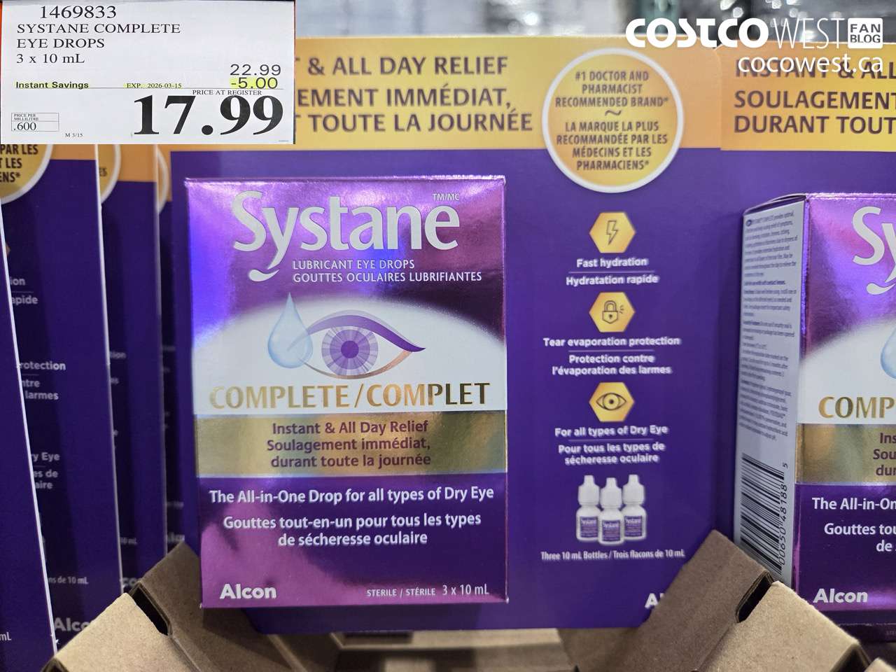 1469833 SYSTANE COMPLETE EYE DROPS 3 X 10 ML ($5.00 INSTANT SAVINGS EXPIRES ON 2026-03-15) $17.99