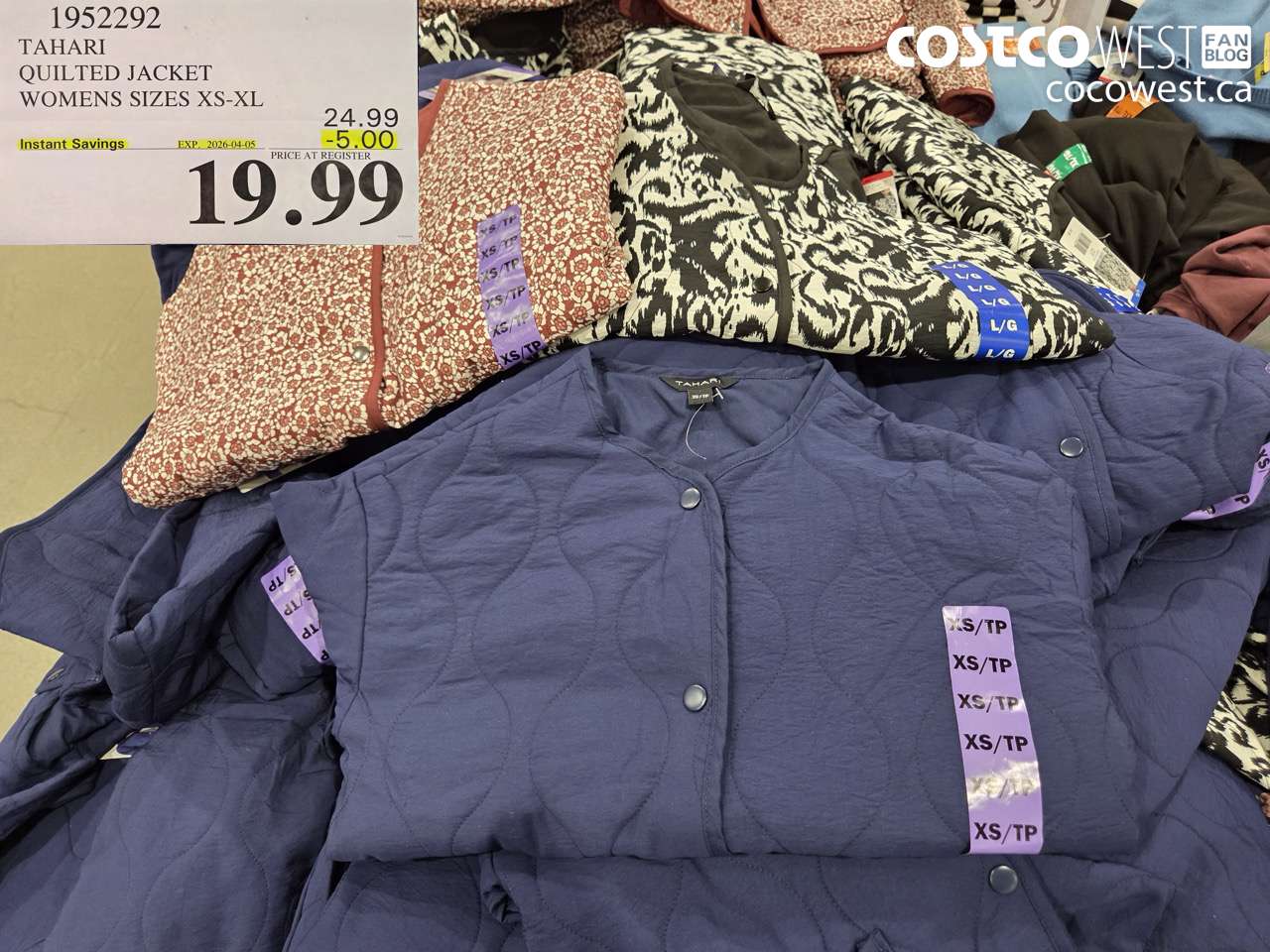 1952292 TAHARI QUILTED JACKET WOMENS SIZES XS-XL ($5.00 INSTANT SAVINGS EXPIRES ON 2026-04-05) $19.99