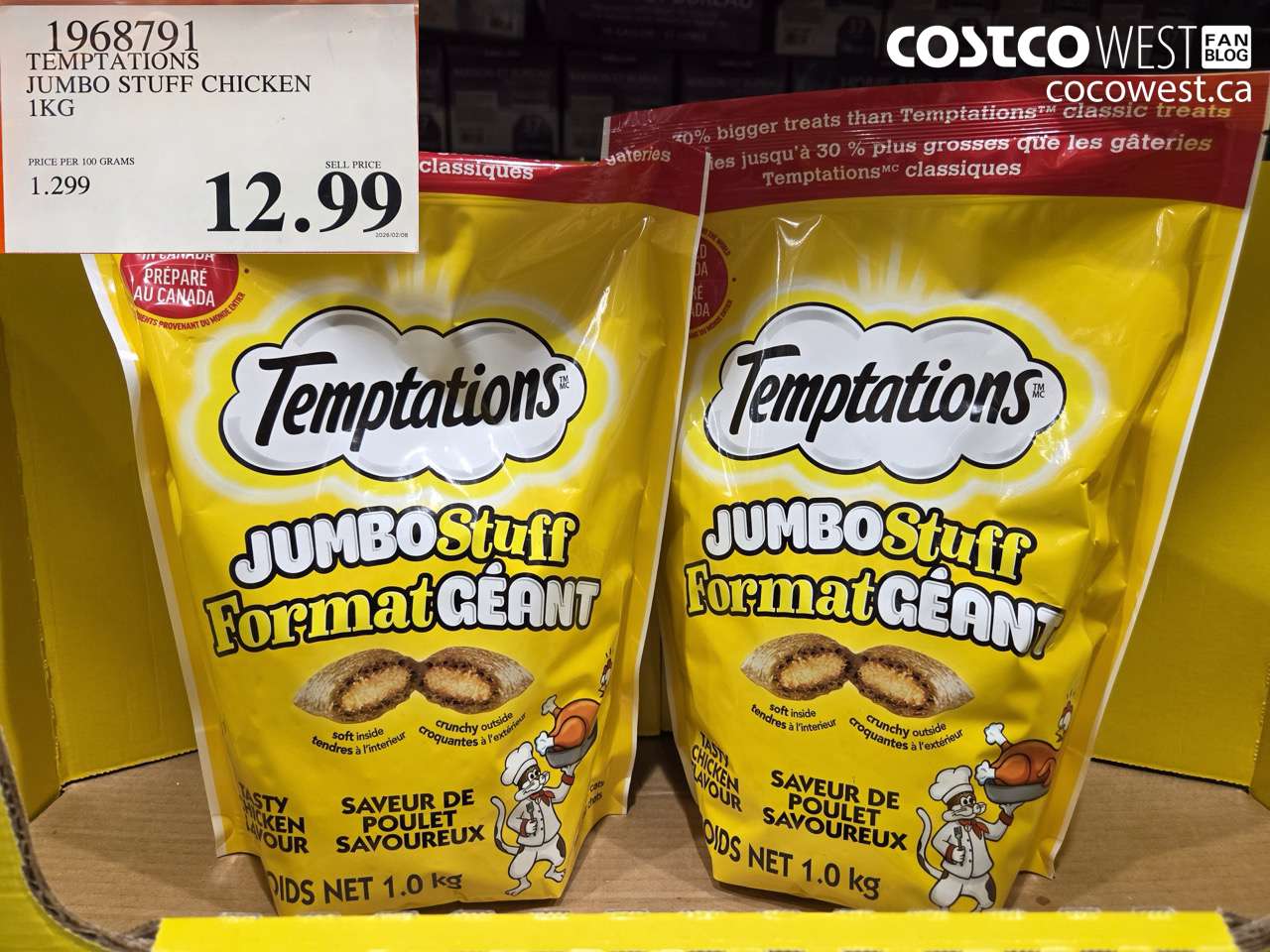 1968791 TEMPTATIONS JUMBO STUFF CHICKEN 1KG $12.99