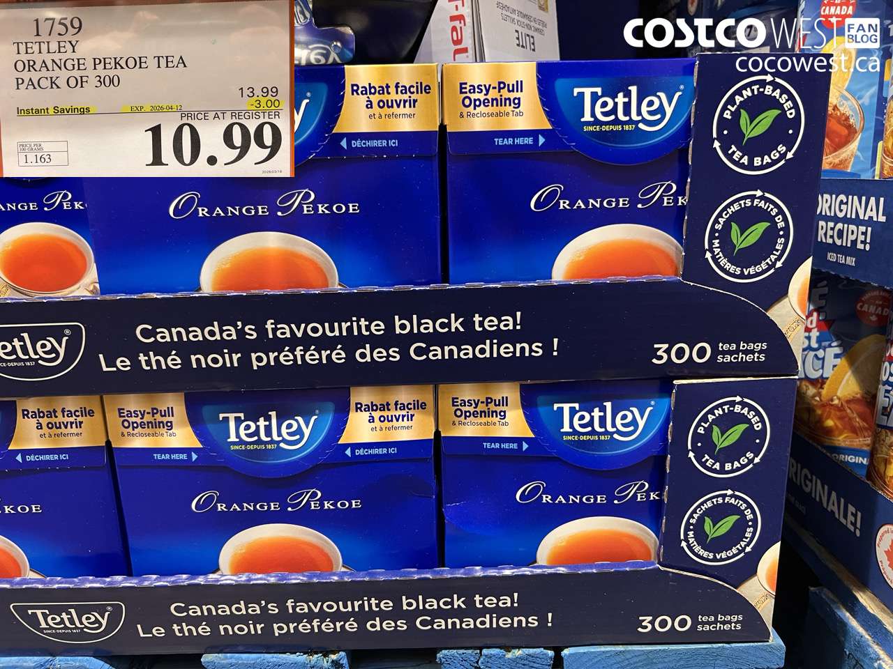 1759 TETLEY ORANGE PEKOE TEA PACK OF 300 ($3.00 INSTANT SAVINGS EXPIRES ON 2026-04-12) $10.99