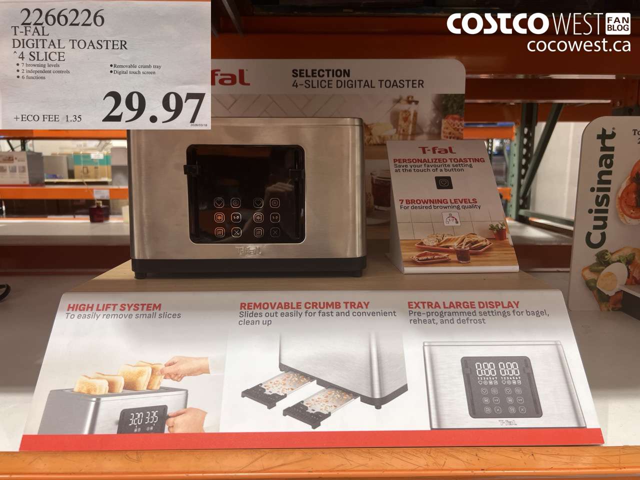 2266226 T-FAL DIGITAL TOASTER 4 SLICE $29.97