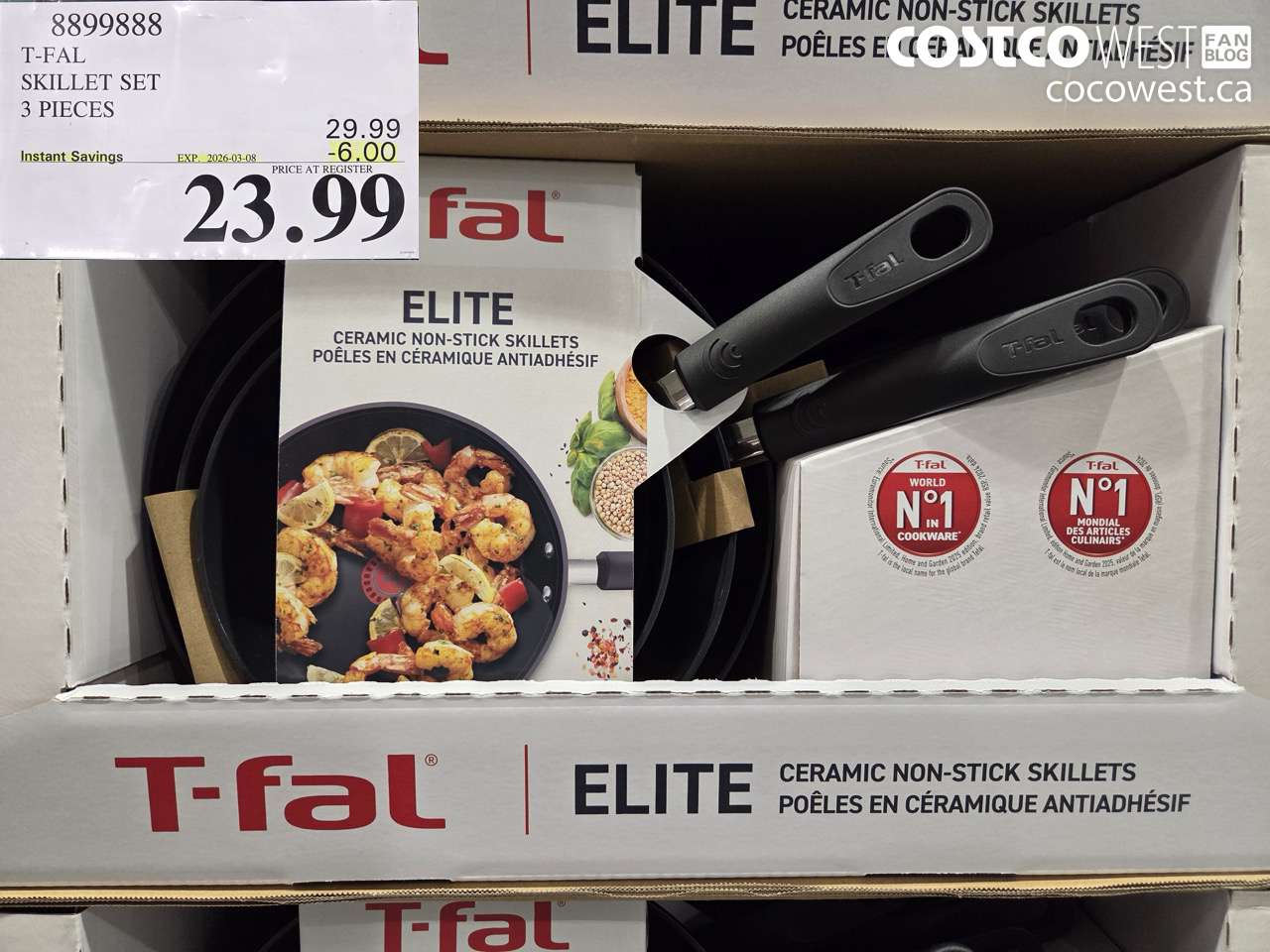 8899888 T-FAL SKILLET SET 3 PIECES ($6.00 INSTANT SAVINGS EXPIRES ON 2026-03-08) $23.99