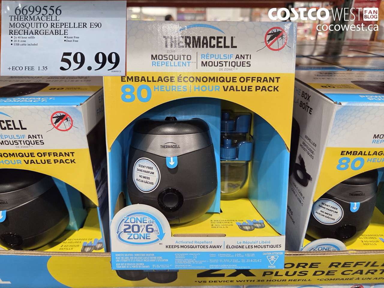 669956 THERMACELL MOSQUITO REPELLER E90 RECHARGEABLE $59.99