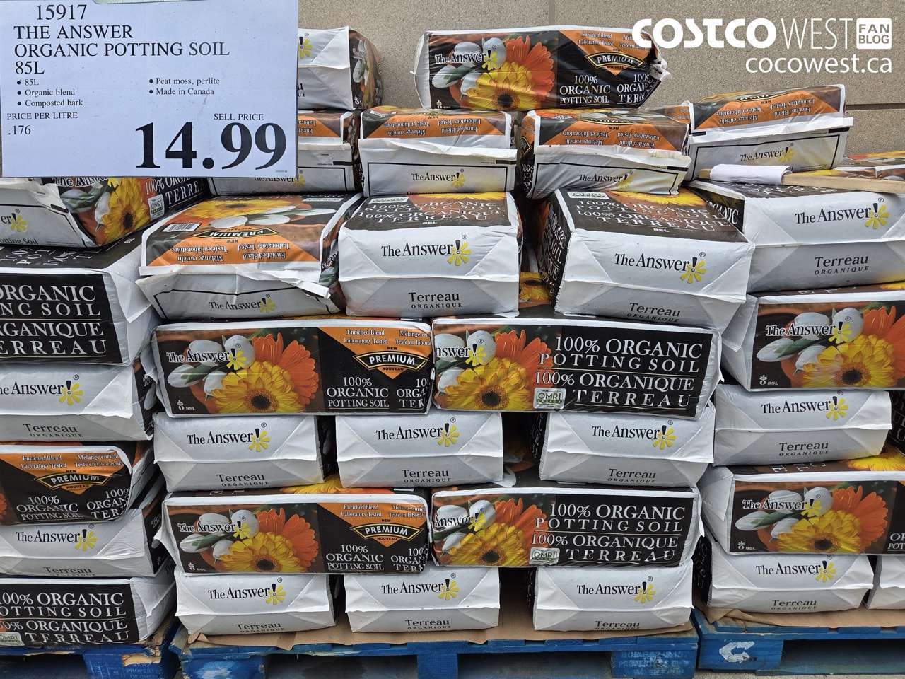 15917 THE ANSWER ORGANIC POTTING SOIL 85L $14.99