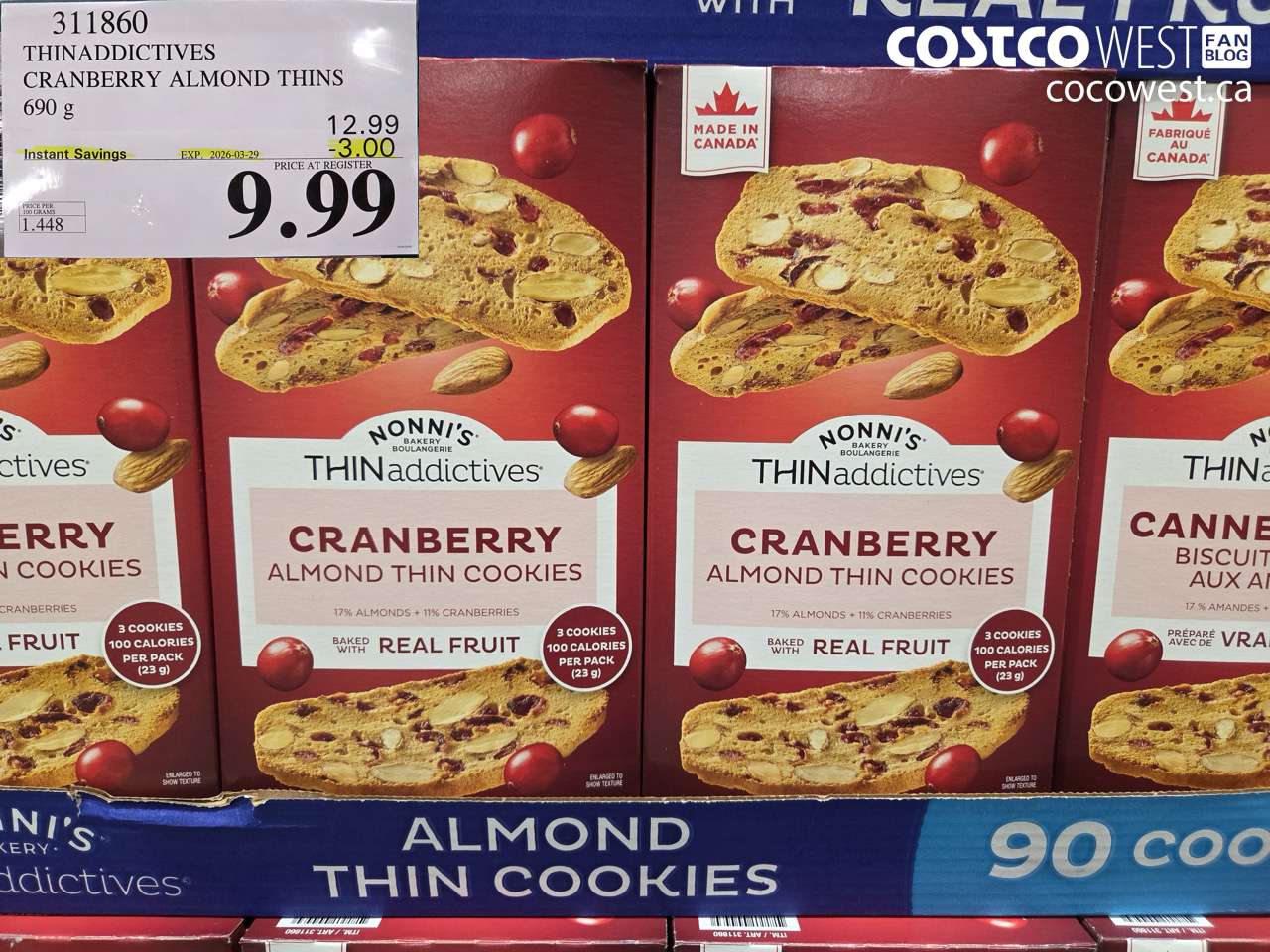 311860 THINADDICTIVES CRANBERRY ALMOND THINS 690G ($3.00 INSTANT SAVINGS EXPIRES ON 2026-03-29) $9.99
