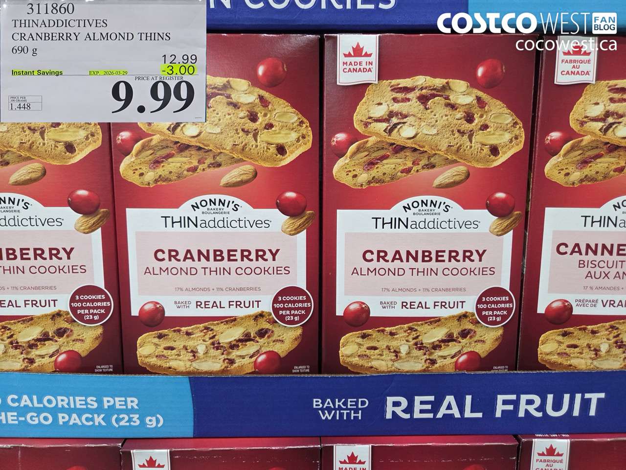 311860 THINADDICTIVES CRANBERRY ALMOND THINS 690 G ($3.00 INSTANT SAVINGS EXPIRES ON 2026-03-29) $9.99