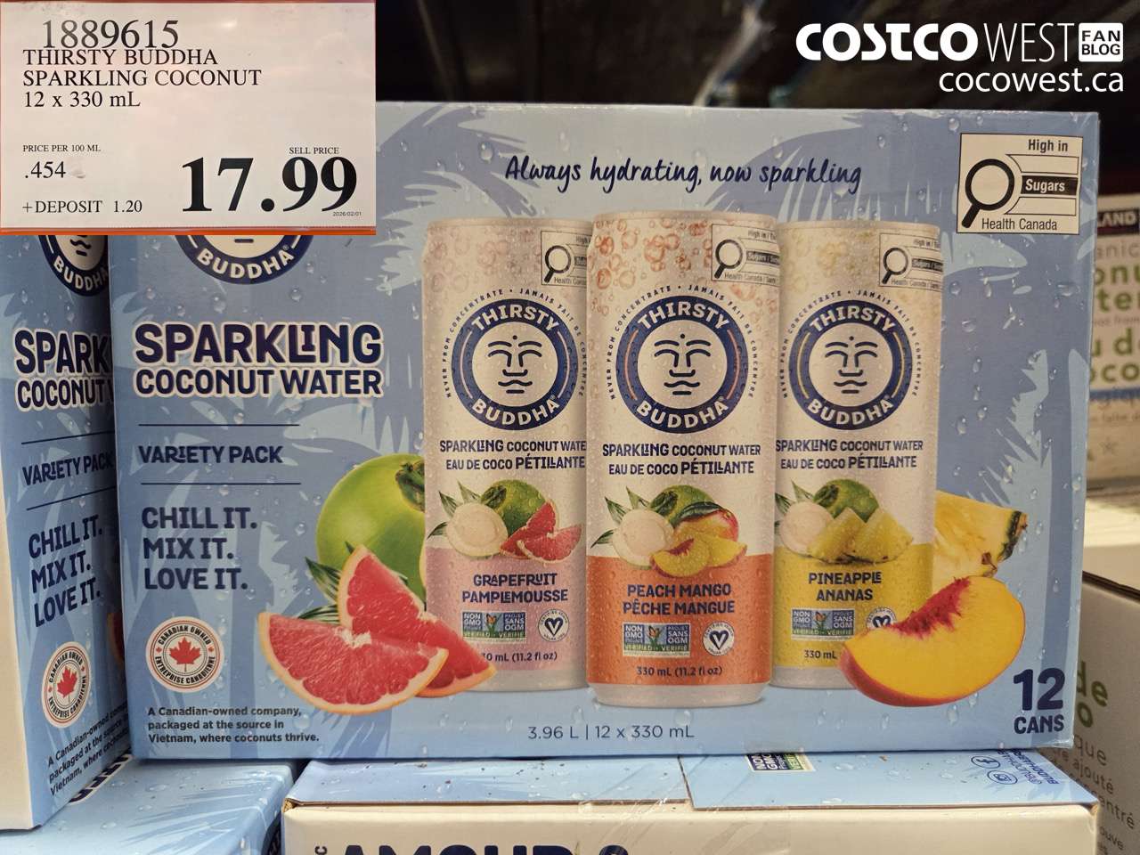 1889615 THIRSTY BUDDHA SPARKLING COCONUT 12 X 330 ML $17.99