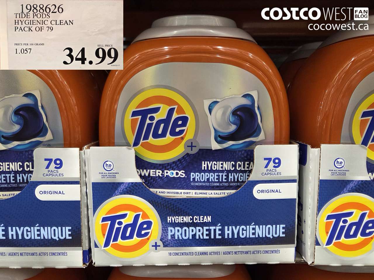 1988626 TIDE PODS HYGIENIC CLEAN PACK OF 79 $34.99