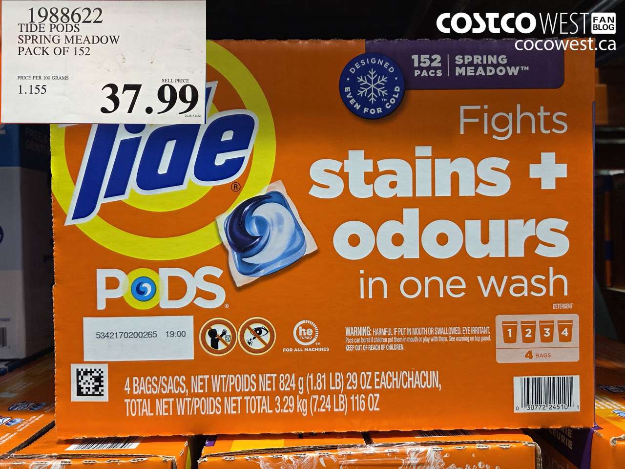 1988622 TIDE PODS SPRING MEADOW PACK OF 152 $37.99