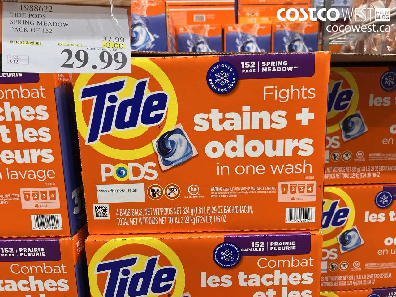 1988622 TIDE PODS SPRING MEADOW PACK OF 152 ($8.00 INSTANT SAVINGS EXPIRES ON 2026-04-12) $29.99