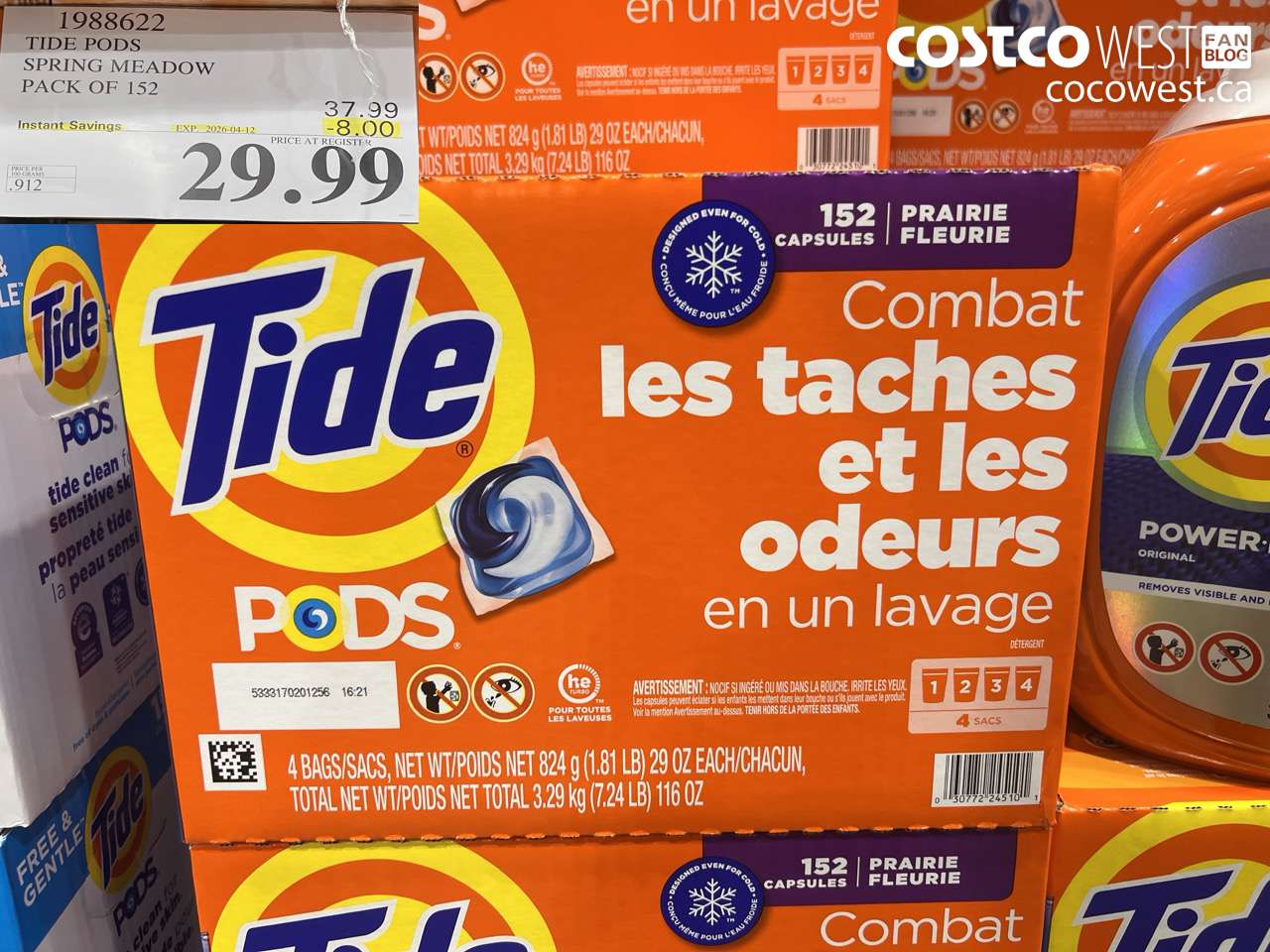 1988622 TIDE PODS SPRING MEADOW PACK OF 152 ($8.00 INSTANT SAVINGS EXPIRES ON 2026-04-12) $29.99