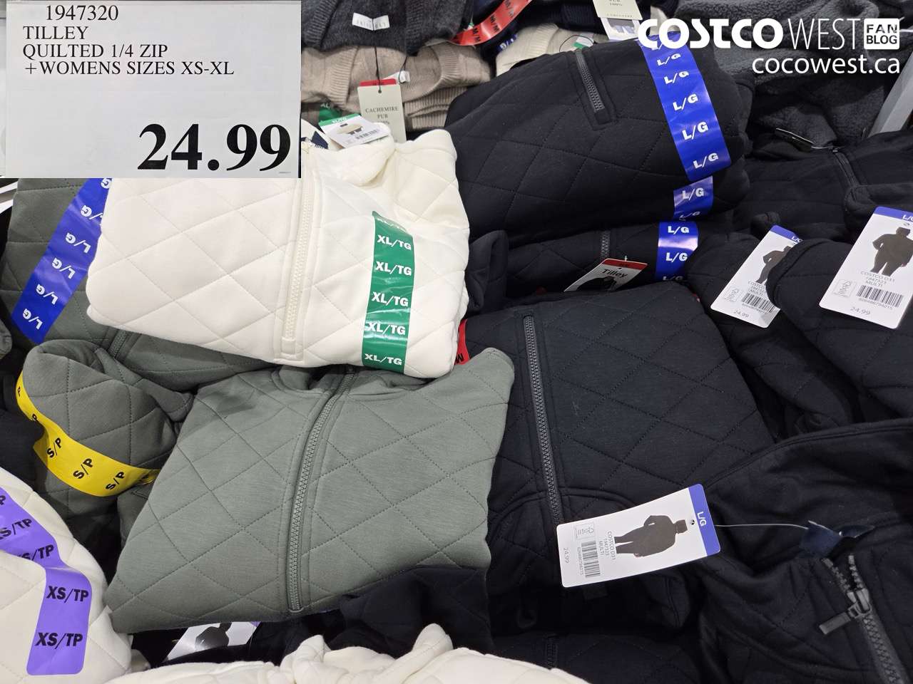 1947320 TILLEY QUILTED 1/4 ZIP + WOMENS SIZES XS-XL $24.99