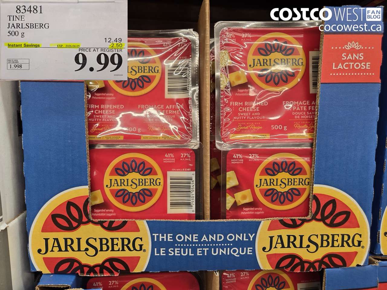 83481 TINE JARLSBERG 500 G ($2.50 INSTANT SAVINGS EXPIRES ON 2026-04-05) $9.99
