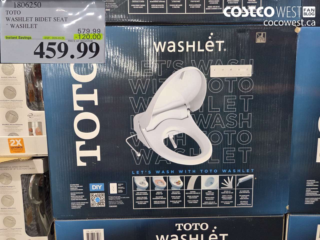 1806250 TOTO WASHLET BIDET SEAT ($120.00 INSTANT SAVINGS EXPIRES ON 2026-03-29) $459.99