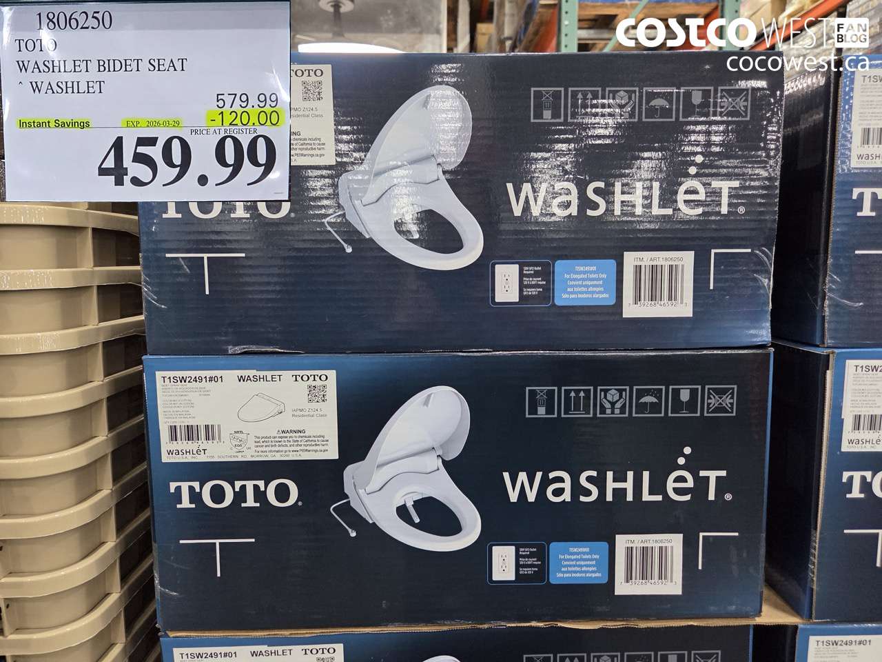 1806250 TOTO WASHLET BIDET SEAT WASHLET ($120.00 INSTANT SAVINGS EXPIRES ON 2026-03-29) $459.99