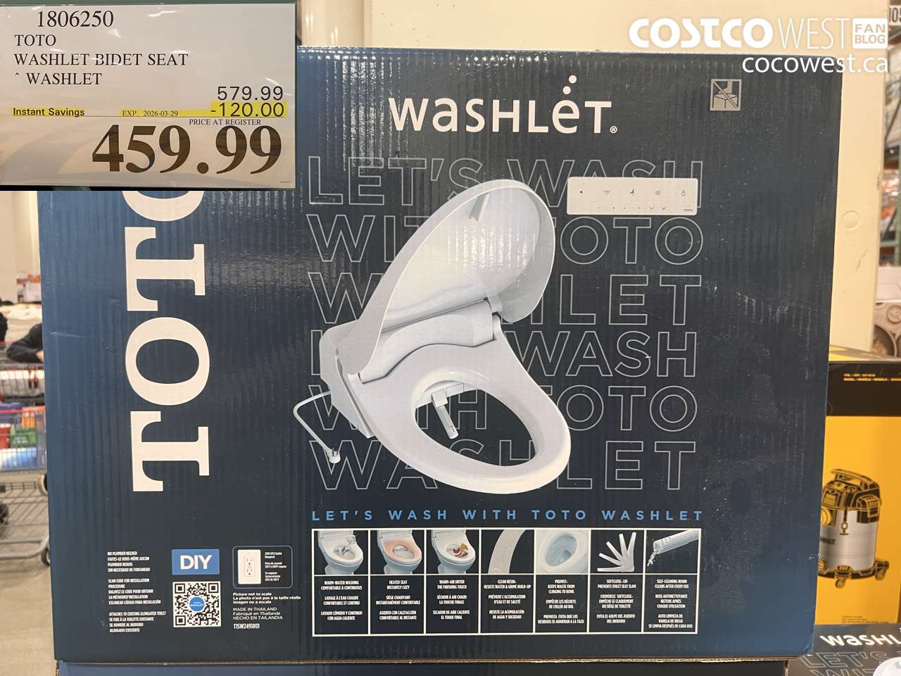1806250 TOTO WASHLET BIDET SEAT WASHLET ($120.00 INSTANT SAVINGS EXPIRES ON 2026-03-29) $459.99