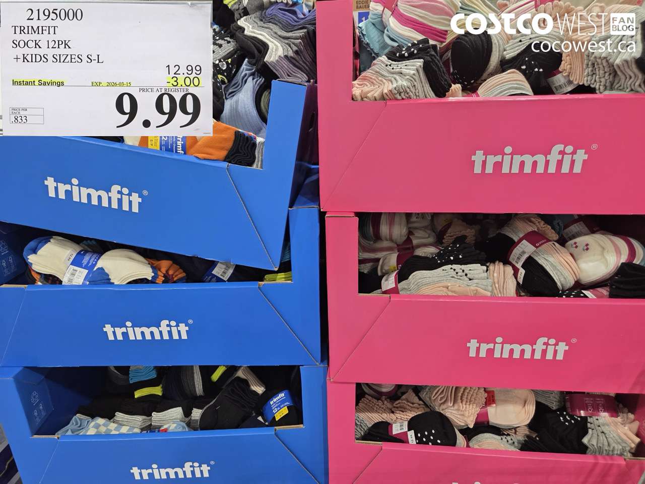 2195000 TRIMFIT SOCK 12PK + KIDS SIZES S-L ($3.00 INSTANT SAVINGS EXPIRES ON 2026-03-15) $9.99