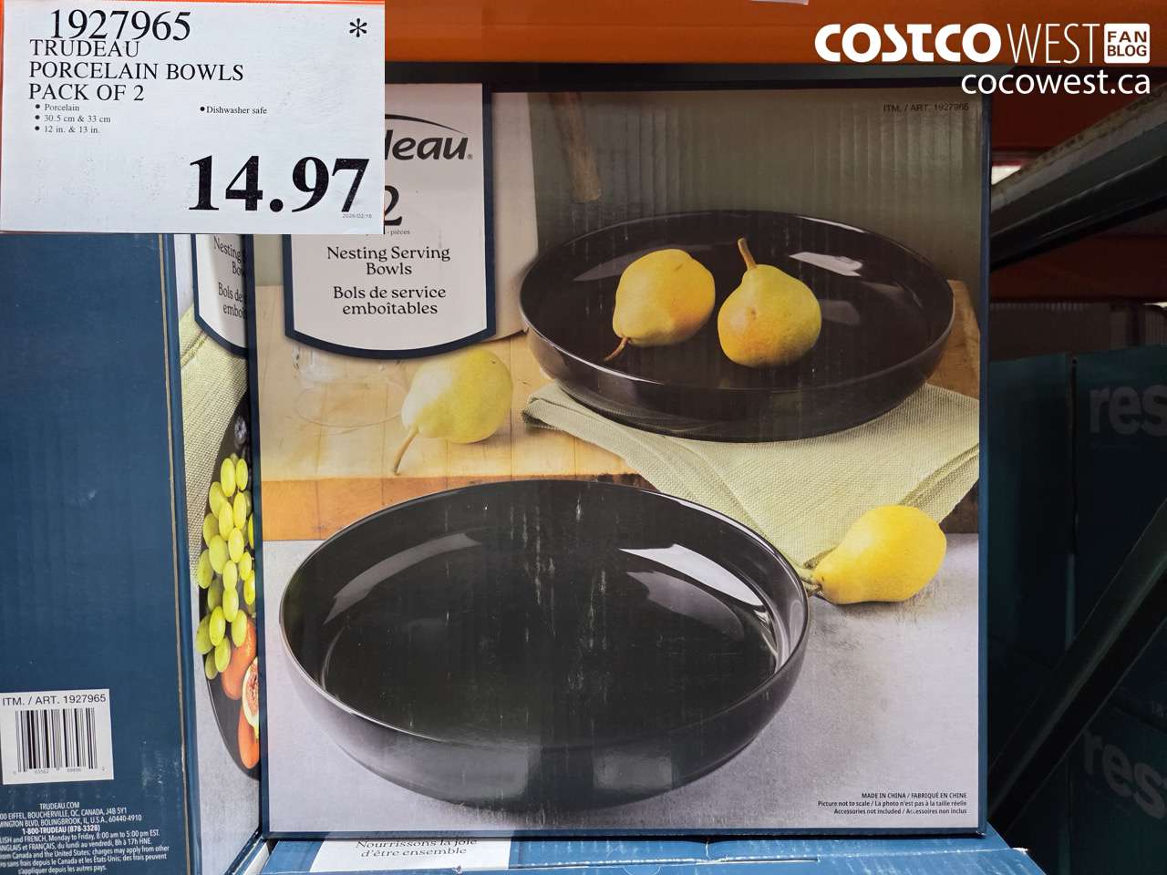 1927965 TRUDEAU PORCELAIN BOWLS PACK OF 2 $14.97